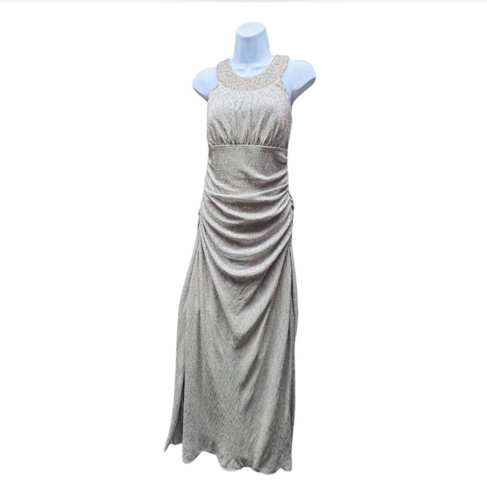 Cachet Long Gown with Beaded Neck